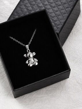 Teddy Bear Pendant Necklace - Silver 316L
